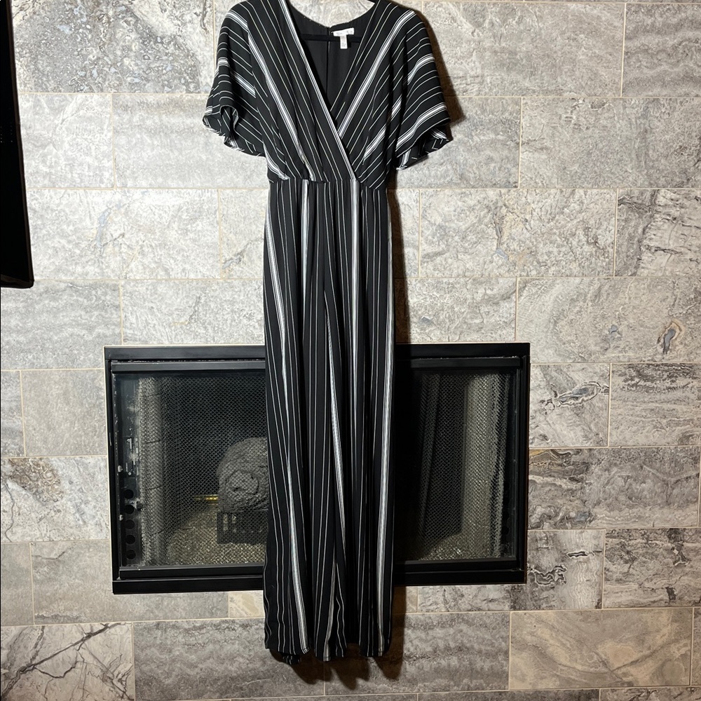💥HP💥LEITH Wide Leg Stripe Jumpsuit – Women’s Medium — Black/White - Picture 6 of 8
